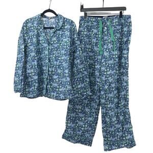 J. Crew Long-sleeve cotton poplin pajama set in fauna floral Blue Cheetah Medium